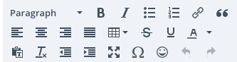 Screenshot of the text editor options in WordPress.